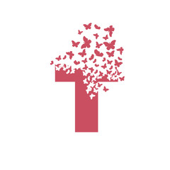 letter T with effect of destruction. Dispersion. Butterfly, moth