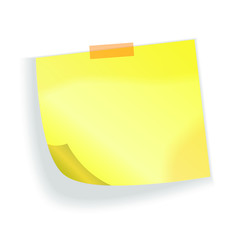 Flat sticker sheet, pinned adhesive tape, ready for your use. Notice board element. Perfect for back to school or business design theme. Vector illustration. Isolated on white background. Front 