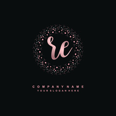 RE Beauty vector initial logo, handwriting logo of initial signature, wedding, fashion, jewerly, boutique, floral and botanical with creative template for any company or business