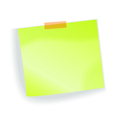 Flat sticker sheet, pinned adhesive tape, ready for your use. Notice board element. Perfect for back to school or business design theme. Vector illustration. Isolated on white background. Front 