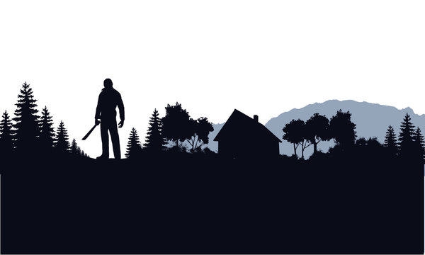 Crystal Lake Landscape Skyline Vector