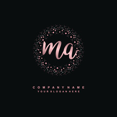 Fototapeta na wymiar MA Beauty vector initial logo, handwriting logo of initial signature, wedding, fashion, jewerly, boutique, floral and botanical with creative template for any company or business