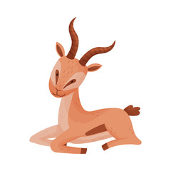 African Gazelle in Sitting Pose Stylized Drawing Vector Illustration