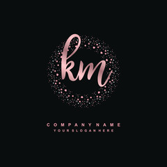 KM Beauty vector initial logo, handwriting logo of initial signature, wedding, fashion, jewerly, boutique, floral and botanical with creative template for any company or business