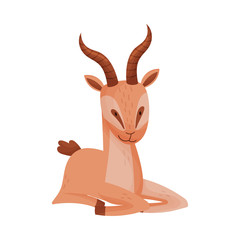 African Gazelle in Sitting Pose Stylized Drawing Vector Illustration