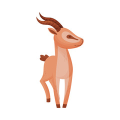 African Gazelle in Standing Pose Stylized Drawing Vector Illustration