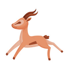 African Gazelle in Jumping Pose Stylized Drawing Vector Illustration