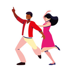 couple of people in pose of dancing on white background