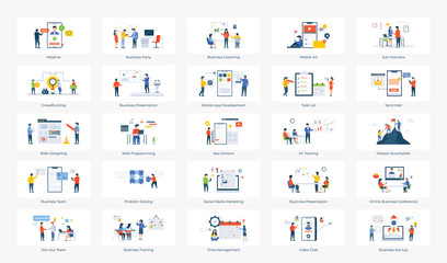 Business Analytics Flat Illustrations Pack  - obrazy, fototapety, plakaty