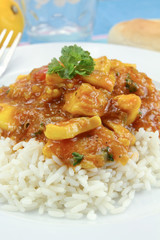 squid in tomato sauce on a plate