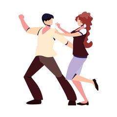 couple of people in pose of dancing on white background