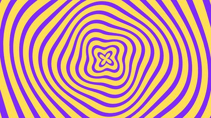 Vector - Concentric flower forming a spiral.yellow and violet optical illusion background