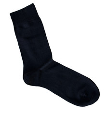 thin black men's cotton socks, concept fashion and style, isolate on a white background, copy space