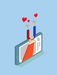 Vector illustration showing the social influence of bloggers and media personalities, as well as attracting attention, audience and potential buyers.The concept of social influence. 