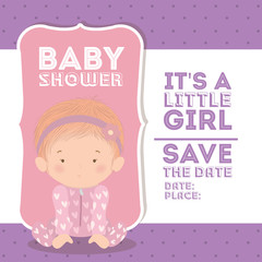 Baby shower invitation and baby girl vector design