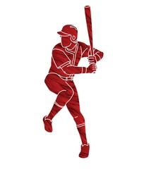 Baseball player action cartoon sport graphic vector.