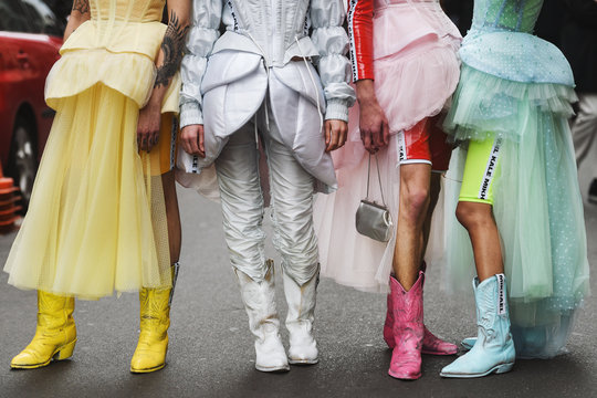 Paris, France - March 02, 2019: Street style outfit -  before a fashion show during Paris Fashion Week - PFWFW19