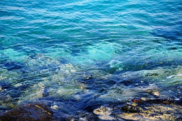 azure blue water in the sea oman gulf