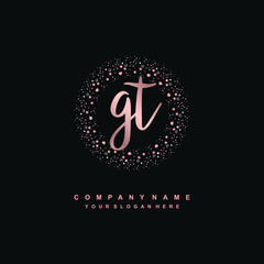 GT Beauty vector initial logo, handwriting logo of initial signature, wedding, fashion, jewerly, boutique, floral and botanical with creative template for any company or business