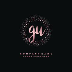 GU Beauty vector initial logo, handwriting logo of initial signature, wedding, fashion, jewerly, boutique, floral and botanical with creative template for any company or business