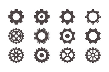Gear wheel icon set. machine gears and transmission parts. cogwheel icon. Setting icon vector.