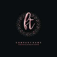 FT Beauty vector initial logo, handwriting logo of initial signature, wedding, fashion, jewerly, boutique, floral and botanical with creative template for any company or business