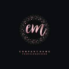 EM Beauty vector initial logo, handwriting logo of initial signature, wedding, fashion, jewerly, boutique, floral and botanical with creative template for any company or business