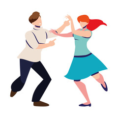 couple of people in pose of dancing on white background
