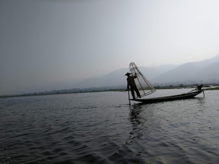 Fototapeta premium Fisherman at Inle Lake