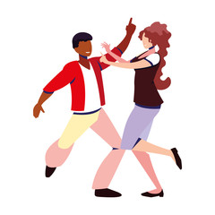 couple of people in pose of dancing on white background