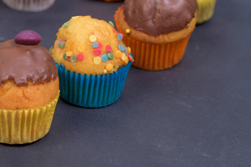 many mini muffins on dessert buffet - muffin closeup