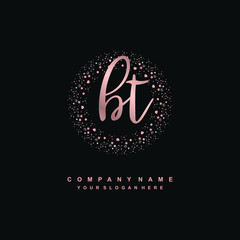 BT Beauty vector initial logo, handwriting logo of initial signature, wedding, fashion, jewerly, boutique, floral and botanical with creative template for any company or business