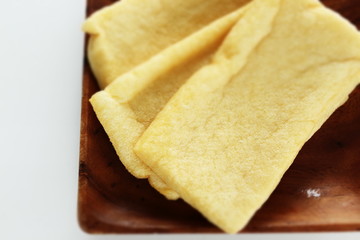Chinese food ingredient, deep fried Tofu Aburaage