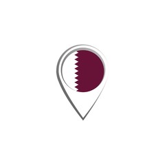 Icon pin illustration, map marker with a stylish Qatar country flag in a circle