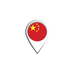 Icon pin illustration, map marker with a stylish China country flag in a circle