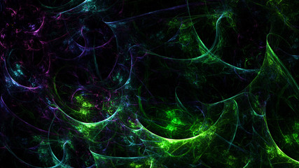 3D rendering abstract green fractal light background