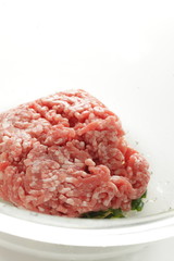 Ground pork and beef with seasoning and seasoning for patty ingredient 