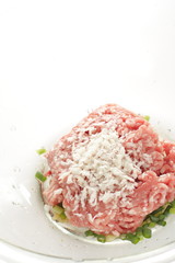 Ground pork and beef with seasoning and seasoning for patty ingredient 