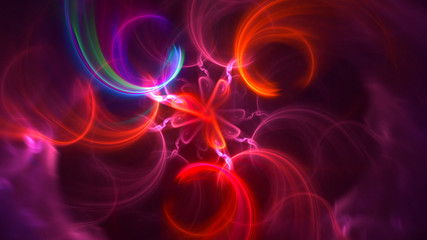 3D rendering abstract red fractal light background