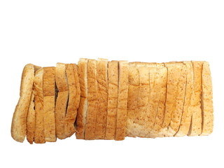 Whole wheat meal bread isolated on white background.