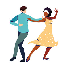 couple of people in pose of dancing on white background