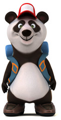 Fun 3D panda backpacker cartoon character © Julien Tromeur