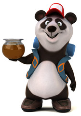 Fun 3D panda backpacker cartoon character © Julien Tromeur
