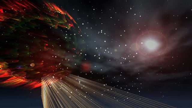 An animated design for Astrology CAPRICORN sign with a outer space theme with stars planets and moving lights