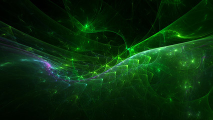 3D rendering abstract green fractal light background