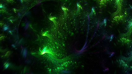 3D rendering abstract green fractal light background