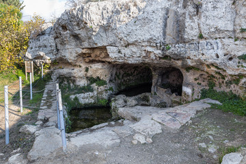 Hana Pond located on the site of the tomb of the prophet Samuel on Mount Joy near Jerusalem in Israel
