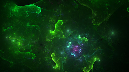 3D rendering abstract green fractal light background