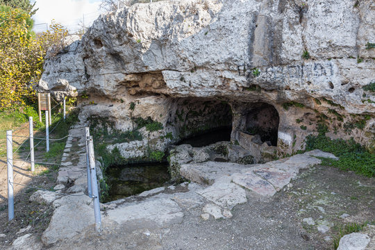 Hana Pond Located On The Site Of The Tomb Of The Prophet Samuel On Mount Joy Near Jerusalem In Israel