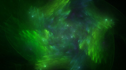 3D rendering abstract green fractal light background